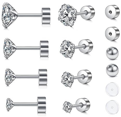 Longita 16g Labret Schmuck Stud Tragus Piercing 6mm Knorpel Forward Helix Piercings Chirurgenstahl Conch Piercing Studs Cz Lippenpiercing Labret Stecker Ohrpiercing Medusa Schmuck