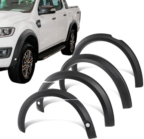 JHCHAN Fender Flares Kotflügelverbreiterung für Ford Ranger 2019-2022 T8 mk3 Wildtrak Platinum Limited Raptor Mit PDC, Extra Breit 4 ABS Radkastenverlängerung und Schmutzfänger Schwarz matt