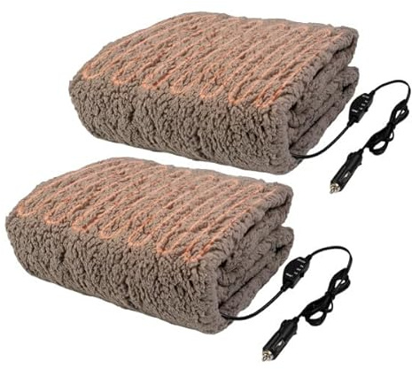 Stalwart Beheizte Autodecke, 12 V, beheizte Decke für Auto, Wohnmobil oder Camping, 144,8 x 99,1 cm, tragbar, elektrisch, Reisedecke, 2 Heizstufen, Heckklappen-Essentials (grau)