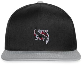 Spreadshirt Koi Fisch Stickerei Snapback Cap, One Size, Schwarz/Grau