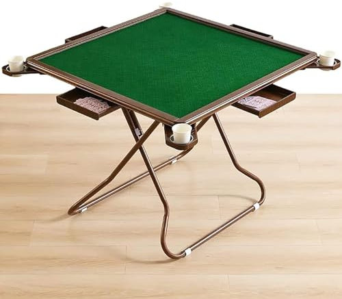 Cashwise Klappbarer Mahjong-Tisch, quadratischer Multifunktions-Spieltisch mit Getränkehaltern und Chip-Tabletts, tragbarer Brettspiel-Domino-Tisch für Mahjong, Poker und Blackjack