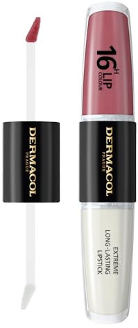 Dermacol - Color Labial 16 Horas, Brillo de Alta Pigmentación, Bifásico, Maquillaje a Prueba de Besos Con Acabado Mate y Brillo, No. 33, Viva Glam