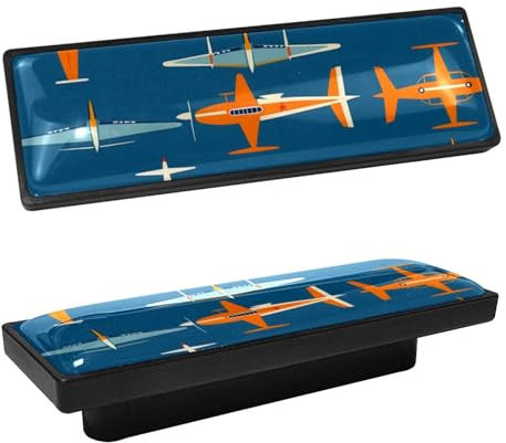 CWAGFEQZ 4-Pc,Rechteckige Kommoden Schubladenknöpfe,Küchengriffe für Schränke,Kommodengriffe und Knöpfe,Altes Flugzeug im Retro Stil
