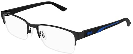 Puma Brille mit Sehstärke für Unisex optional mit Sonnenbrillentönung oder Blaulichtfilter, Rechteckig, gefertigt aus Metall, Modell: PU0472O (inklusive Brillenetui)