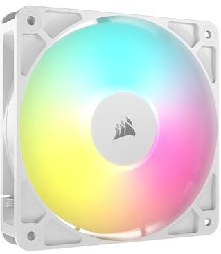 CORSAIR RS120 ARGB 120 mm PWM Ventilador – Conexión en Cadena – Bajo Nivel de Ruido – Rodamiento de Cúpula Magnética – Paquete Sencillo – Blanco