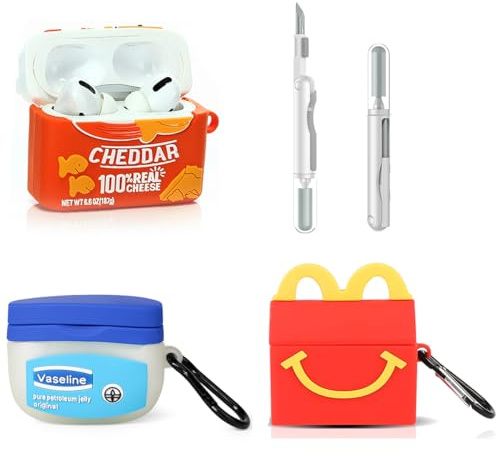 (3Packung+Reiniger Stift) XMBYGY Hülle für AirPods Pro 2nd/1st Erzeugung Drahtlose Ohrhörer mit Reinigung Pen Kit, Niedlich Cartoon Haut Design Silikon Ladetasche Schutzhüllen
