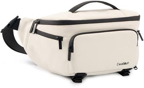 Cwatcun DSLR Kameratasche,SLR Fototasche,Kameratasche zum Umhängen,Wasserbeständig Kamera-Gürteltasche mit Stativhalterung,Umhängetasche für Fotografen,Weiß,L