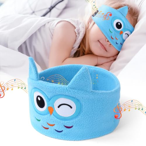 OFFCUP Máscara para Dormir Bluetooth, Diadema Deportiva para Dormir, Auriculares para Dormir con Altavoces Estereofónicos, para Personas Que Duermen de Lado, Musica, Correr, Entrenar, Viajar (Azul)