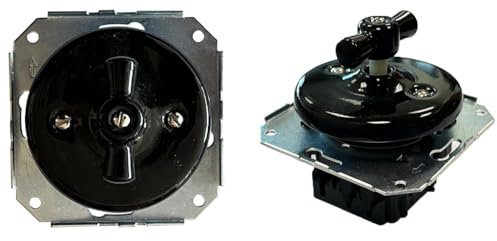 Interruptor conmutador empotrado 10A 250V porcelana negro sin marco, ideal para controlar la iluminación en diferentes ambientes.