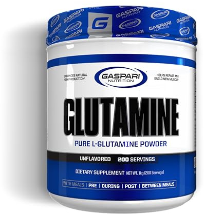Gaspari Nutrition, Glutamine, Pure L-Glutamine Powder, Perfect Pre Workout, Post Workout and Recovery, Micronized Glutamine Powder (200 Servings, Unflavored)