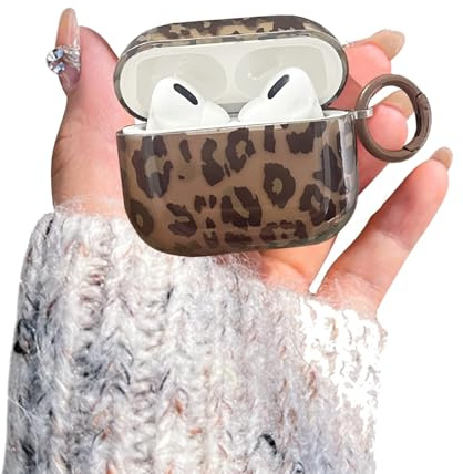 XQAGU Custodia per AirPods di terza generazione estetica guscio di tartaruga carino fresco design leopardato antiurto portachiavi cover per AirPods 3 custodia per ragazze donne leopardo marrone