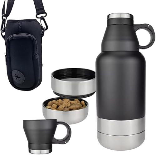 TravelBuddy 3-in-1 Hundewasserflasche mit Napf und Tragetasche für unterwegs - Auslaufsicher & Tragbar | Trinkbehälter für Welpen und Haustiere | Hundetrinkflaschen Reisen & Spazierengehen