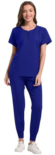 NUSGEAR Uniforme sanitario o Conjunto Sanitario Mujer Camiseta manga corta y Pantalones Enfermera Conjunto Casaca Tops de Mujer Uniforme Color Sólido Verano Talla grande 2025