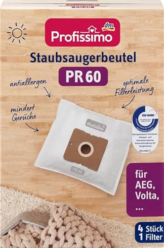 Profissimo Staubsaugerbeutel PR60 PR 60 (4 Stück und 1 Filter) + PurLife Sticker