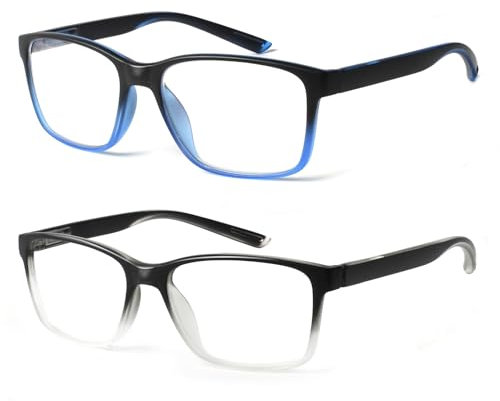 COJWIS Lesebrille Herren 2er Pack mit Blaulichtfilter Brille Lesehilfe Federscharniere Computerbrille Blaulicht Herren Lesebrille (2 Farbe Mischen, 4.00, x)