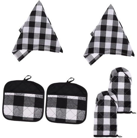 GRIRIW Set De Maniques Et Torchons Isolants Résistants Chaleur pour Four Cuisine avec Surface Antidérapante Design Pratique à Suspendre Facile à Nettoyer