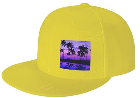 WSHFFILO Palma Viola Tramonto Stampato Baseball Cap Sport Cap Cappello di Sun, Giallo, 4-8