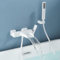Robinet de Bain avec douchette à Main, Cascade en Laiton, mitigeur d'eau Froide Chaude, Baignoire avec douchette à Main, Blanc