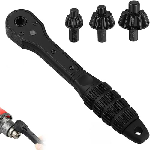 3-in-1 Drill Chuck Ratchet Wrench Key, Universal Ratchet Drill Chuck Key Spanner, Multi-Size Chuck Key Replacement for Electric Drills and Power Tools