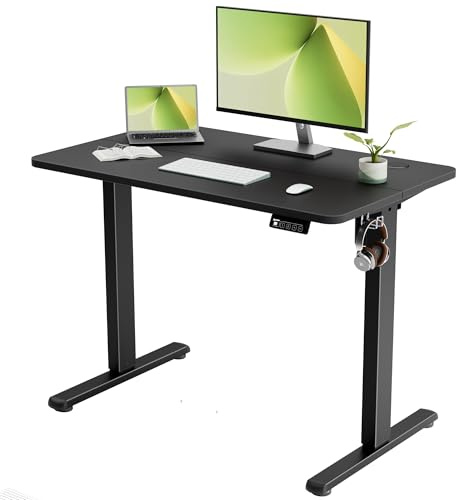 ERGOMAKER Höhenverstellbarer Schreibtisch Elektrisch 100x60cm Schwarz | Ergonomischer Schreibtische,Lern-und Gaming-tisch mit Memory-Funktion,standing desk mit Spleißplatte Für Home Office