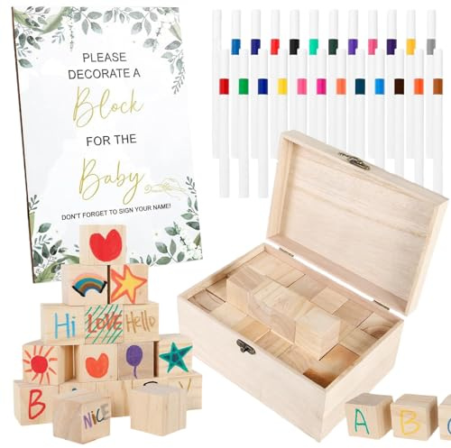 Blöcke und Schilder für Shower: Babyspiele, Zeichenherausforderung mit 24 Markern, Blöcke zur Dekoration der Dusche, interaktive lustige Karten, Ausstellung, Feier