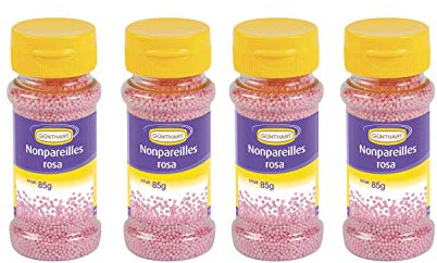 Günthart BackDecor | Streudekor, Nonpareilles rosa, 4er Pack (4 x 85 g) T