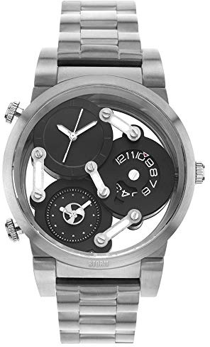 STORM Herrenuhr schwarz Edelstahl Armband Uhr TRI-MEZ BLACK UST47236/BK