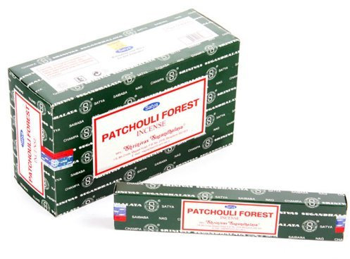 Original Räucherstäbchen SATYA SAI Nag Champa Patchouli Forest 15 g Schachtel mit 12 Packungen Agarbatti