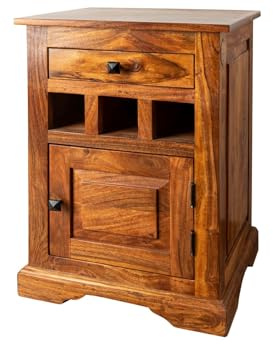 MASSIVMOEBEL24.DE Oxford Nachttisch #268 Akazie, Farbe:Hellbraun lackiert, Größe:46x40x65 cm (BxTxH)