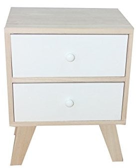 King Collection King Home c1708002 Kommode 2 Schubladen aus Paulownia Holz mit Füßen in KD, 35 x 25 x 45h