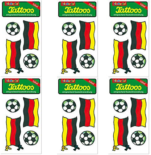 6-teiliges Tattoo-Set * Fritz FLANKE & WM 2018 * vom Mauder-Verlag | Kinder Kindertattoo Kindergeburtstag Geburtstag Mitgebsel Geschenk Fußball Deutschland EM