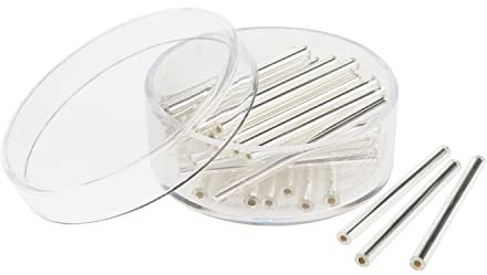 PRACHT Glasstifte mit Silbereinzug 42 Teile Perlen 2.4 mm außen 0.6 mm innen 12 g 30 mm Glas Weihnachten Kristall