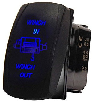 Mintice Interrupteur à Bascule Commutateur Momentané Lampe Lumière LED Bleu 12V 20A pour Voiture Bateau 7Pin Winch in out Light