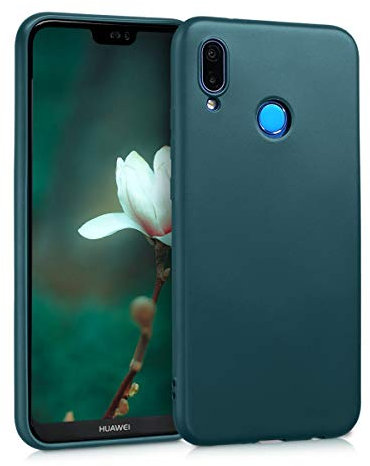 kwmobile Case kompatibel mit Huawei P20 Lite Hülle - Schutzhülle aus Silikon metallisch schimmernd - Handyhülle Metallic Petrol