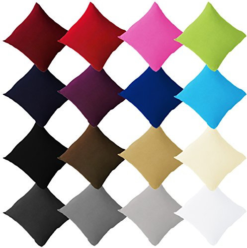 Buymax® Kissenbezug 50x50 cm (2er-Set) 100% Jersey Baumwolle - Kissenbezüge für Kissen 50 x 50 cm - Türkis - Kopfkissenbezug mit Reißverschluss - Kissenhülle - Oeko-Tex Zertifiziert