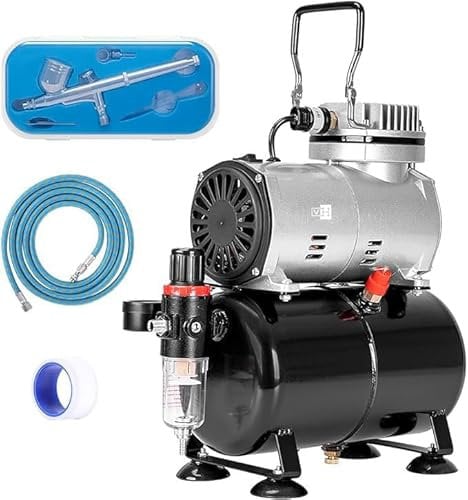VIVOHOME Airbrush Kit with 1/5 HP Professional Air Compressor with 3L Tank, Quiet Air Brush Paint System Set with 0.3mm Dual Action Airbrush Gun and Tape, Gravity Feed