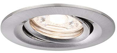 Paulmann 92972 Nova Mini Plus LED Einbauleuchte Coin rund schwenkbar 1x4,2W EasyDim dimmbar Eisen gebürstet Einbaulampe Aluminium Warmweiß 2700K, 42 W