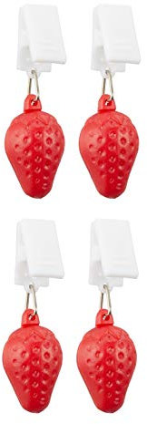 MIK funshopping 4er Set Tischdeckenbeschwerer mit Klemmkraft - Tischdecken-Gewichte - Ideal für den gedeckten Tisch (Erdbeere)