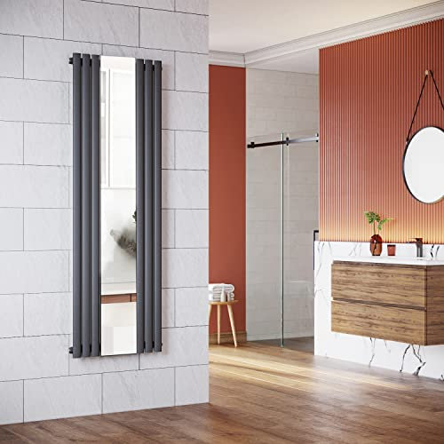 ELEGANT Radiador de panel de diseño tubos con espejo, 1800 x 500 mm, color antracita