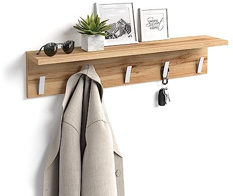MOBILI FIVER, Rachele, Wandkleiderbügel, 80 cm, rustikale Eiche, Made In Italy