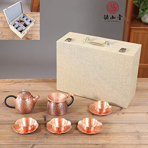 Bronzetopf, Kupfertopf, Tasse Tee, Kupfertopf, Kupfertopf, kleiner Kupfertopf, Teekanne, Teespender, Haushaltsgeschenkbox-Brühtopfset