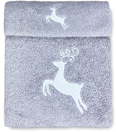 Tex family Handtuch-Set Hirsch grau reine Baumwolle Made in Italy