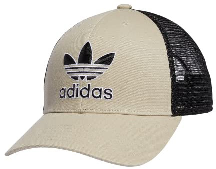 adidas Originals Herren Icon Trucker Structured Precurve Snapback Cap, Sandbeige/Schwarz/Weiß, Einheitsgröße