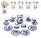 Odoria 1/12 Miniatur Teeservice Set Teller und Besteck Puppenhaus Zubehör, Blauer Lotos