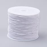 The Orange Emporium Elastic Cords, Stretchy String, for Bracelets, Necklaces, Jewelry Making, White, 0.6mm, about 35m / roll (EC-G008-0.6mm-05)