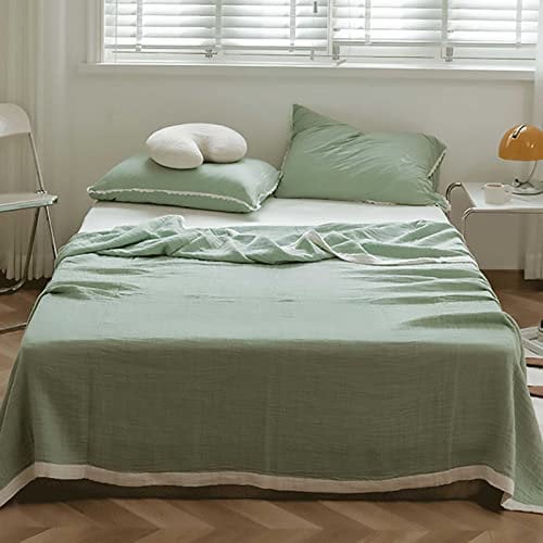 XQKXHZ Leichte Sommer Decke, Grüne Musselin Baumwolle Sommerdecke 200X230cm Für Erwachsene Und Kinder, Leichte Atmungsaktive Reversibel Sofadecke Babydecke Kinderdecke