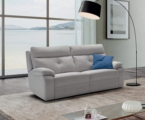 Dreisitzer-Sofa aus Stoff in Perlgrau - Maße cm L 194 L 94 H 101 - Made in Italy