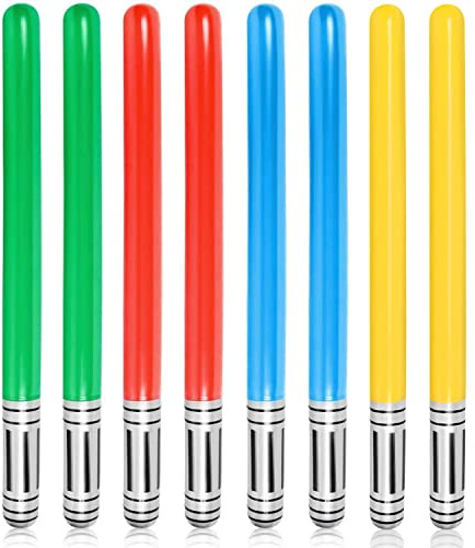 8PCS Inflatable Lightsaber Set - Star Wars Themed Party Swords, Blue Red Green Yellow Inflatable Light Sabers for Halloween/Christmas Party Bags, Stocking Stuffers, Cosplay Party Favours
