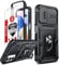 LeYi Coque pour Samsung Galaxy A14 4G/5G avec 2 Verre Trempé,Anneau Support,Protection de la Caméra en PC Dur Anti-Chut Renforcée Armor Heavy Duty Antichoc Bumper Housse Etui pour Galaxy A14 Noir