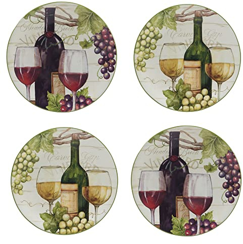 Certified International Meadow Brook 9 Salad/Dessert Plates, Set of 4, 2 Assorted Designs